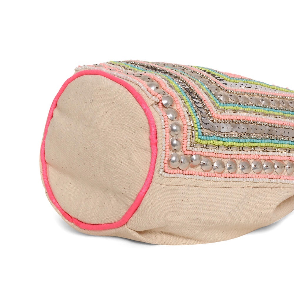 Canvas Drawstring Bag With Sequin And Pearl Work - image 3